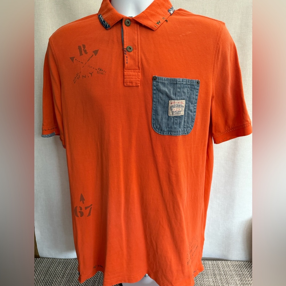 Ralph Lauren Polo Country Orange Polo with Denim Pocket